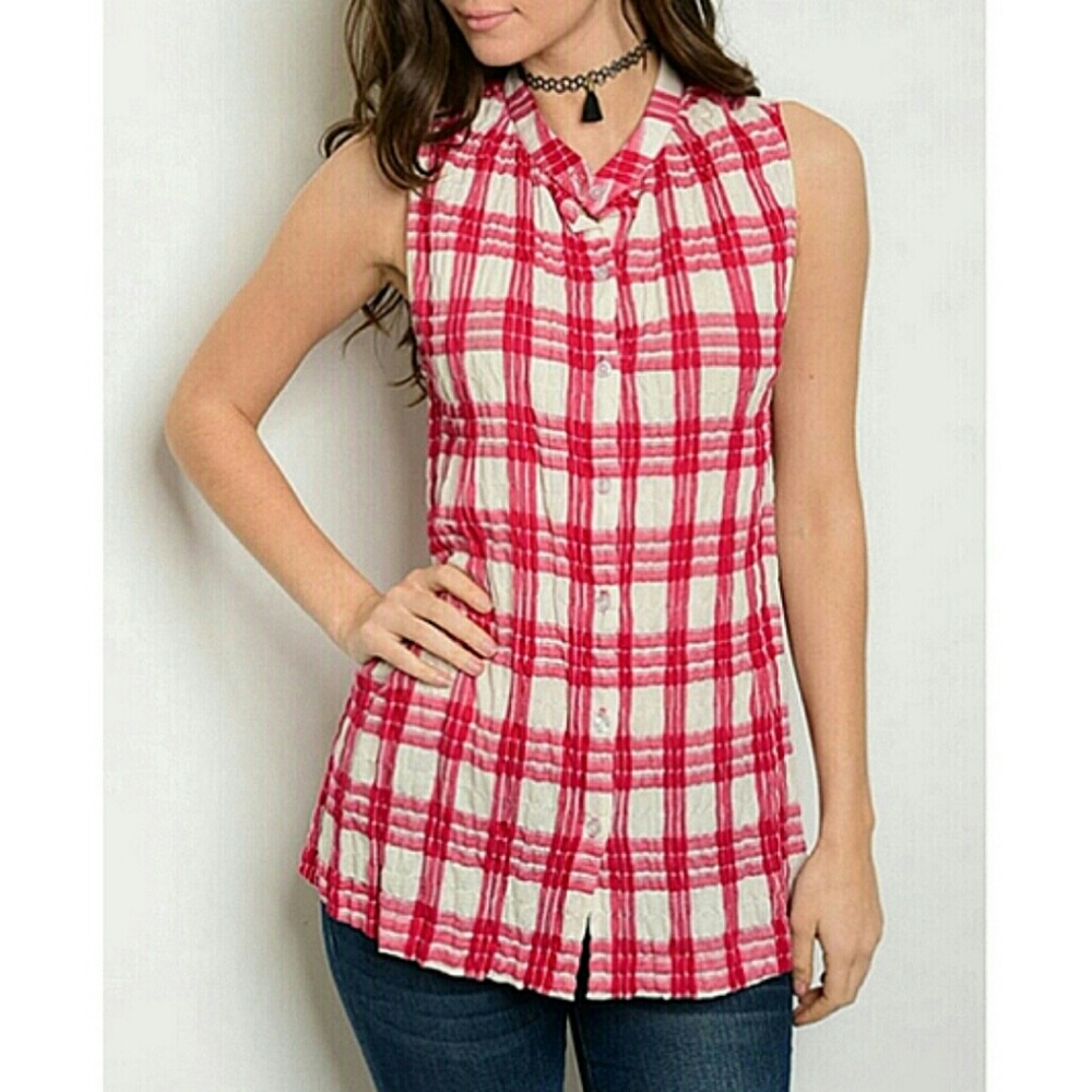 Rokoko Red Plaid Sleeveless Shirt